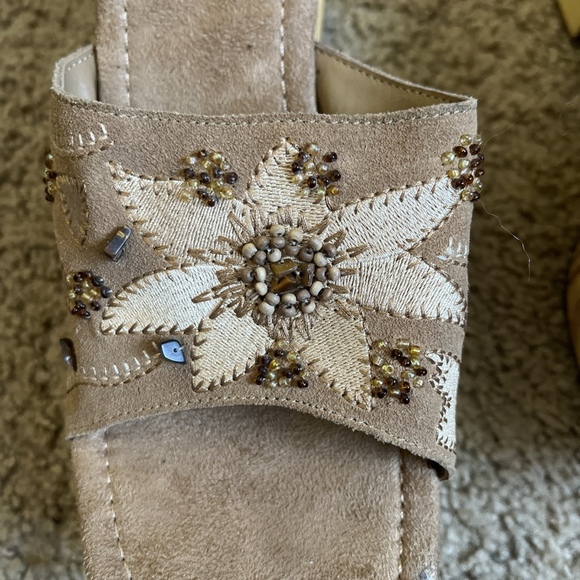 Vintage Splash Wood Cutout Wooden Platform Sandals Size 9 - Picture 7 of 11